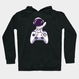 Cute Astronaut Sitting On Game Controller Cartoon Hoodie